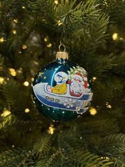 Стеклянный шар Полет 70 мм., бирюзовый, стекло, Ёлочка (С549/3)