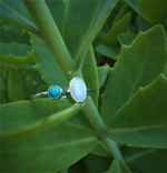 Кольцо СПУТНИК, серебро/опал/бирюза