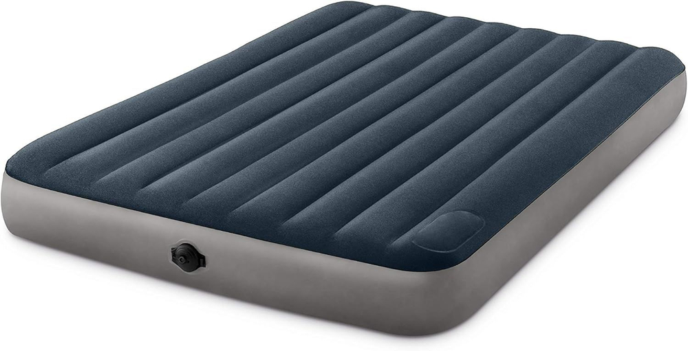 Двуспальный надувной матрас Intex Single-High Airbed (Queen), 152х203х25 см, со встроенным насосом от батареек