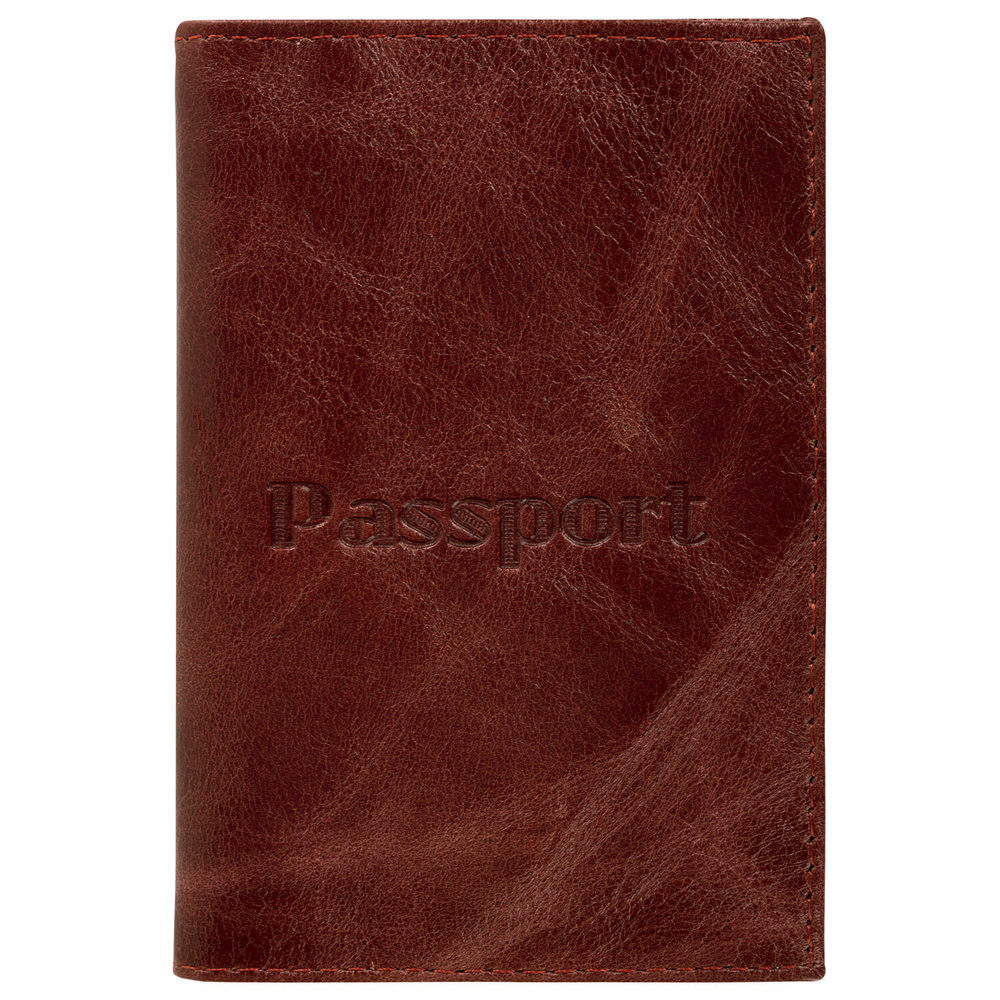 Обложка для паспорта натуральная кожа пулап "Passport" кожаные карманы коричневая BRAUBERG (3 штуки в упаковке)