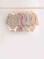 Боди с длинным рукавом для малышей Next B77-958, 5 шт., Бежевый, Розовый