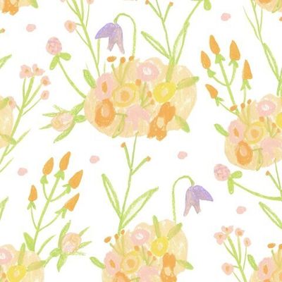 Бесшовный паттерн с нежными тропиками нарисованные восковыми мелками