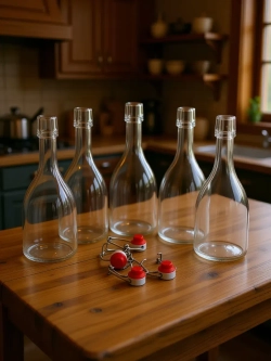 Бутылка стеклянная бугельная 500 мл с пробкой 0,5л 6 штук