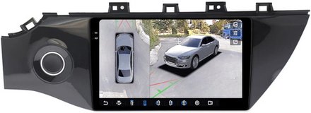 Магнитола для KIA Rio 4, Rio X-Line 2017-2020 (рамка с кнопкой) - FarCar BX1160M-360 монитор 9.5" 2K QLED на Android 13, 6Гб+128Гб, CarPlay, 4G SIM-слот, 4 камеры в комплекте