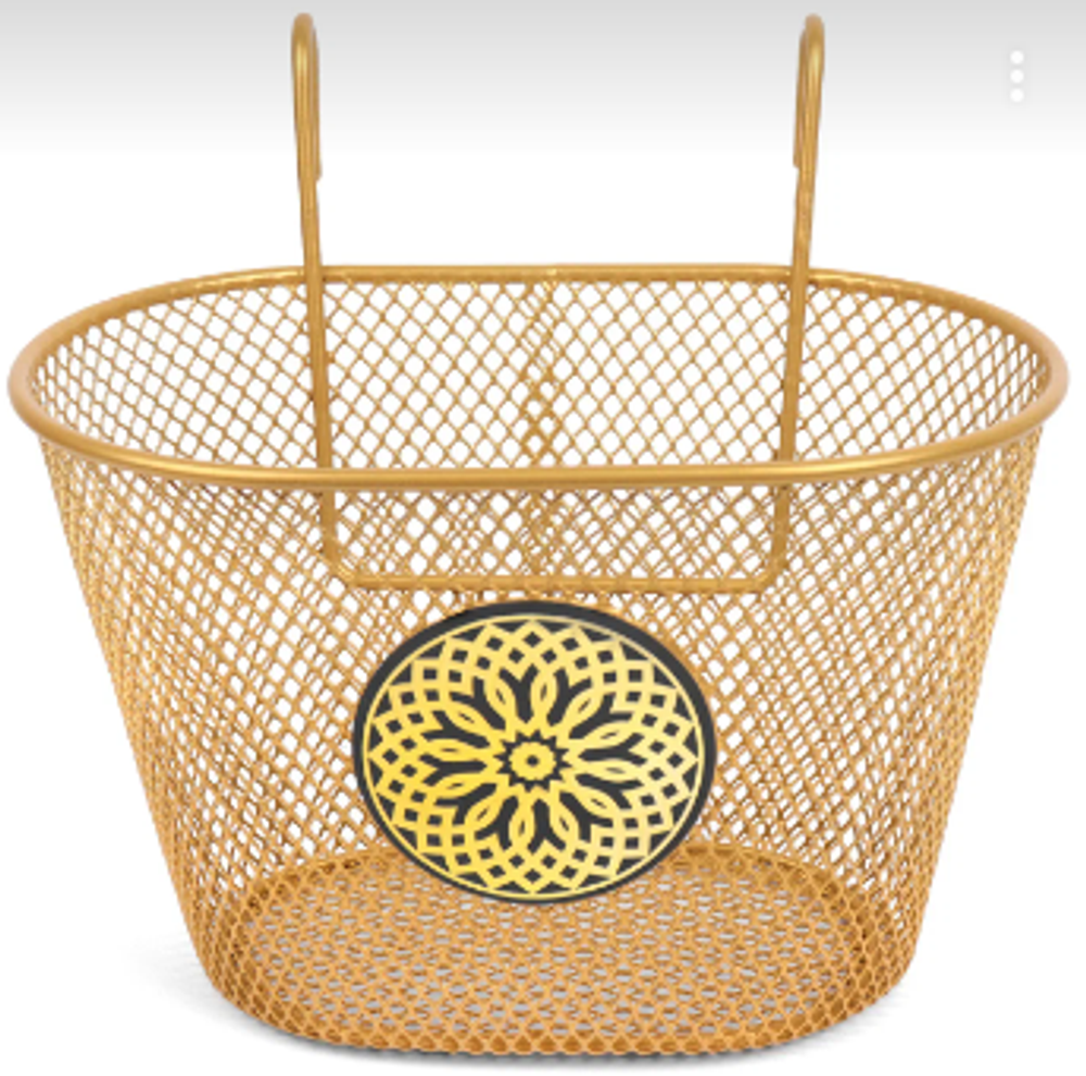 Корзинка на самокат или детский велосипед стальная, Gold, 240x150x150мм P 09 gold