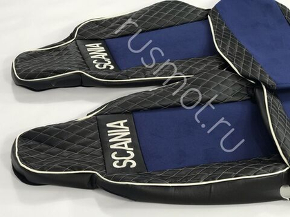 Чехлы Премиум стеганные кожа + аликанте вышивка SCANIA Streamline от 2014- г. S23 Польша