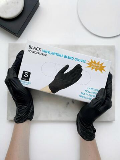 Перчатки Black VINIL/NITRILE BLEND GLOVES  нитрило-виниловые (100 штук) размер S