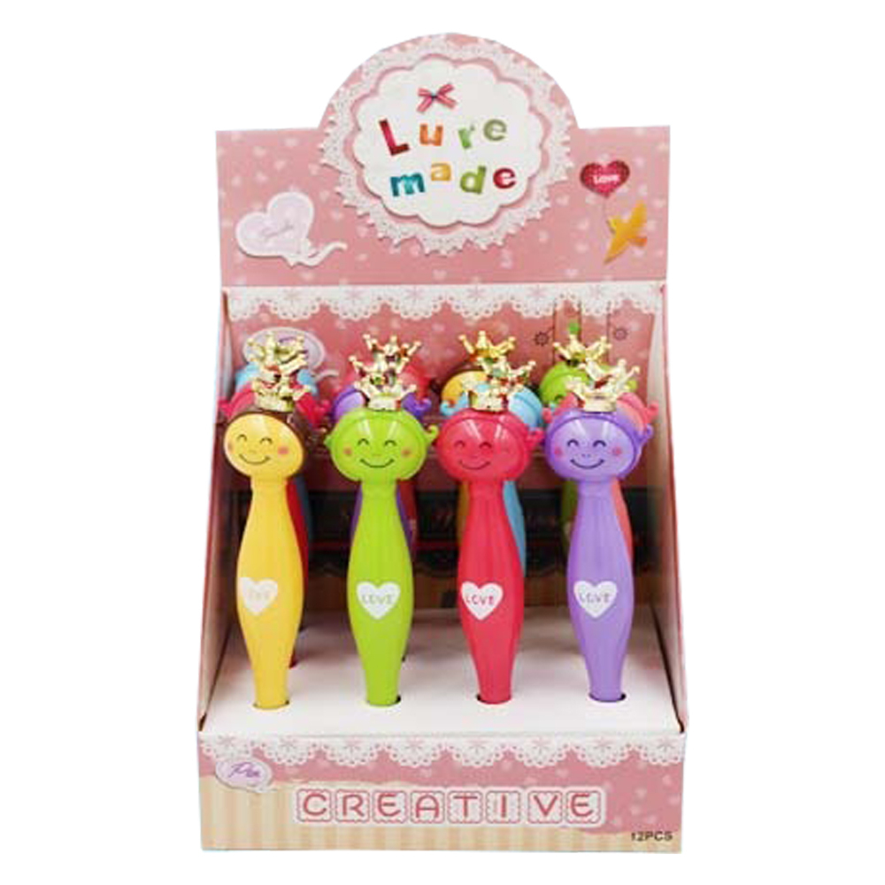 Ручка шариковая, Basir, синие чернила, серия "ПРИНЦЕССА", объемный корпус в форме принцессы, 12 шт