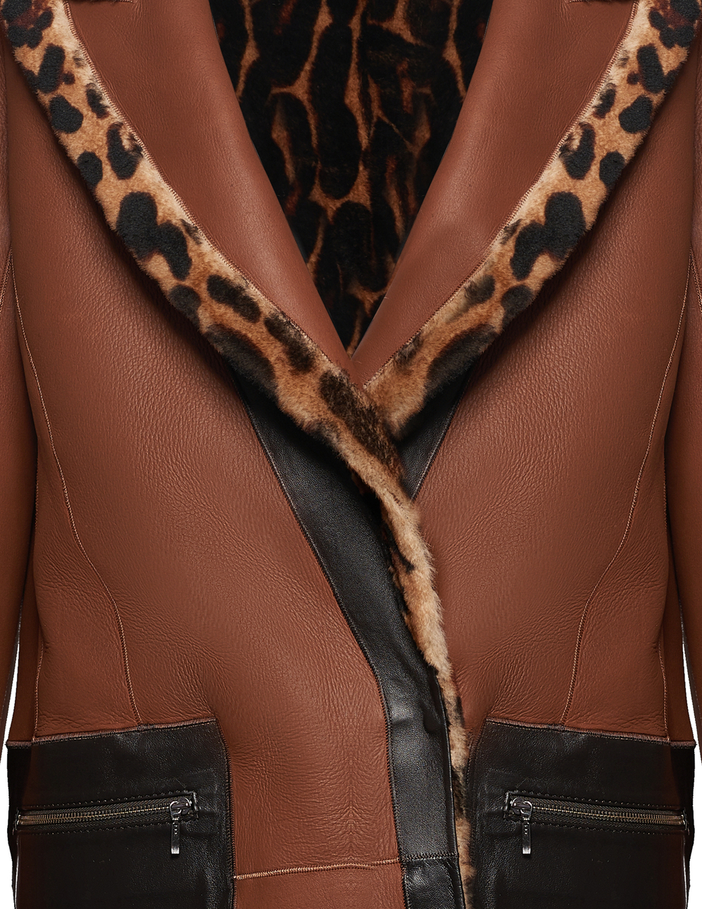 Дубленка леопард двусторонняя без пояса