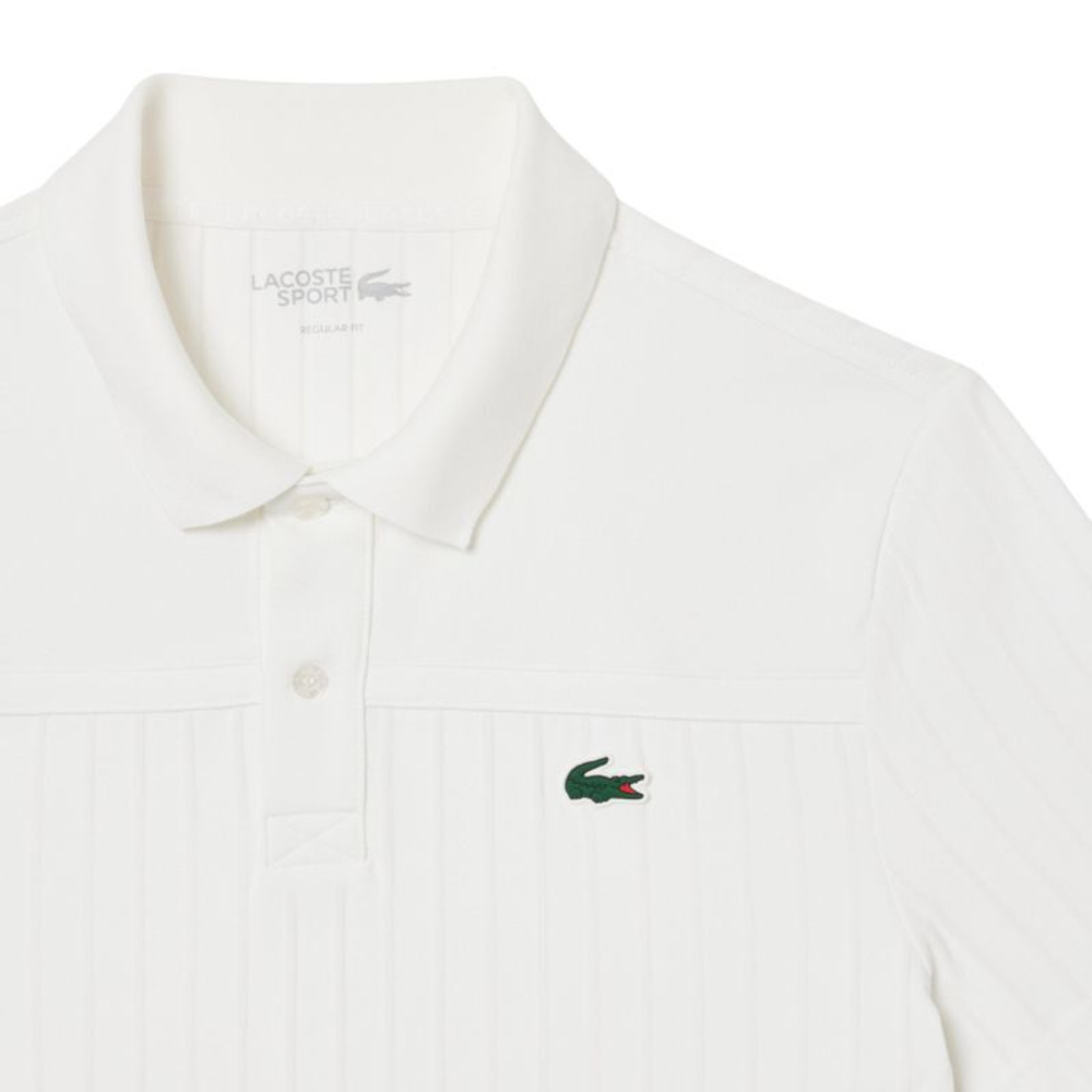 Мужское теннисное поло Lacoste Ultra Dry Badge Accent Tennis Heritage - белый