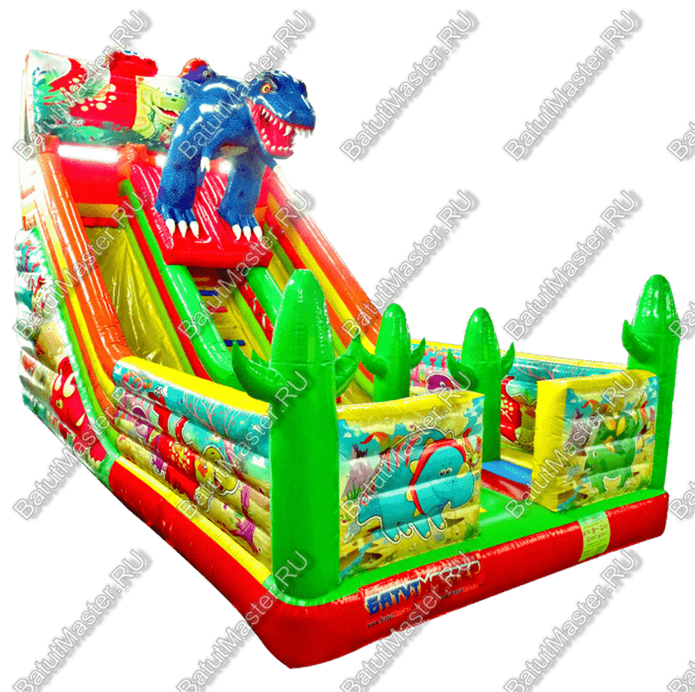 Детский надувной батут-горка "Зов динозавра", 10*5*7 м