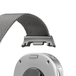 Ремешок из нержавеющей стали серого цвета (Gun-grey) от Dux Ducis для смарт часов Samsung Galaxy Watch 8 (40 и 44мм), серия Milanese Series (миланская петля)
