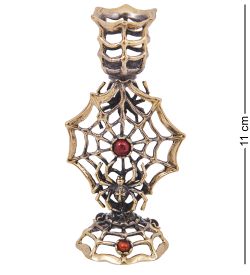 Народные промыслы AM-4191 Подсвечник «Паутина» (латунь, янтарь)