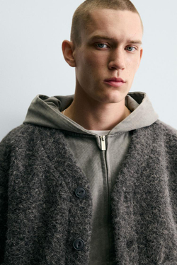 ZARA КАРДИГАН ИЗ РЕЛЬЕФНОЙ ТКАНИ С КАРМАНАМИ, СЕРЫЙ