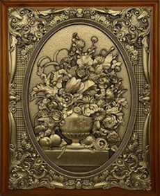 Деревянная ключница настенная "Цветы в вазе" малая