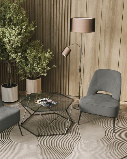 Кресло лаунж Бостон велюр тёмно-серый