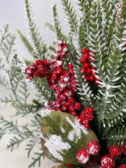 Новогодняя настольная композиция с красными ягодами 35 см., Christmas DeLuxe (89296)