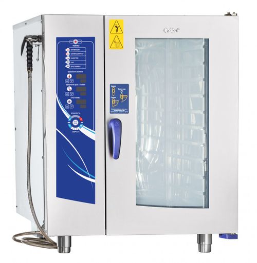 11000035562 Абат Пароконвектомат ПКА 10-1/1ВМ2 (инжекционный, 10хGN-1/1, память на 110 программ приготовления, без г/емкостей, 3х-канальный щуп, регулировка влажности, 5 скоростей вращения вентилятора, лицо нерж.)