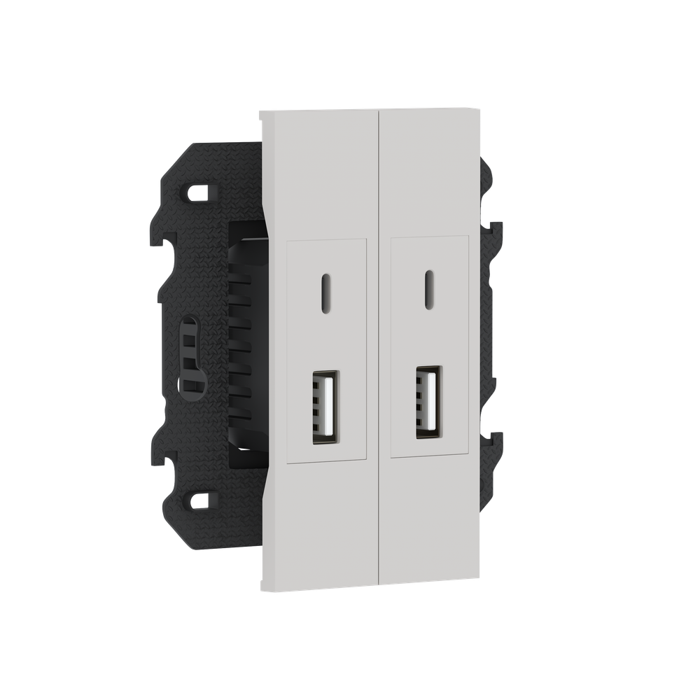 Зарядное устройство USB типа A+C+A+C,  ток до 2x3100мА,  в сборе с суппортом,  цвет серый матовый
