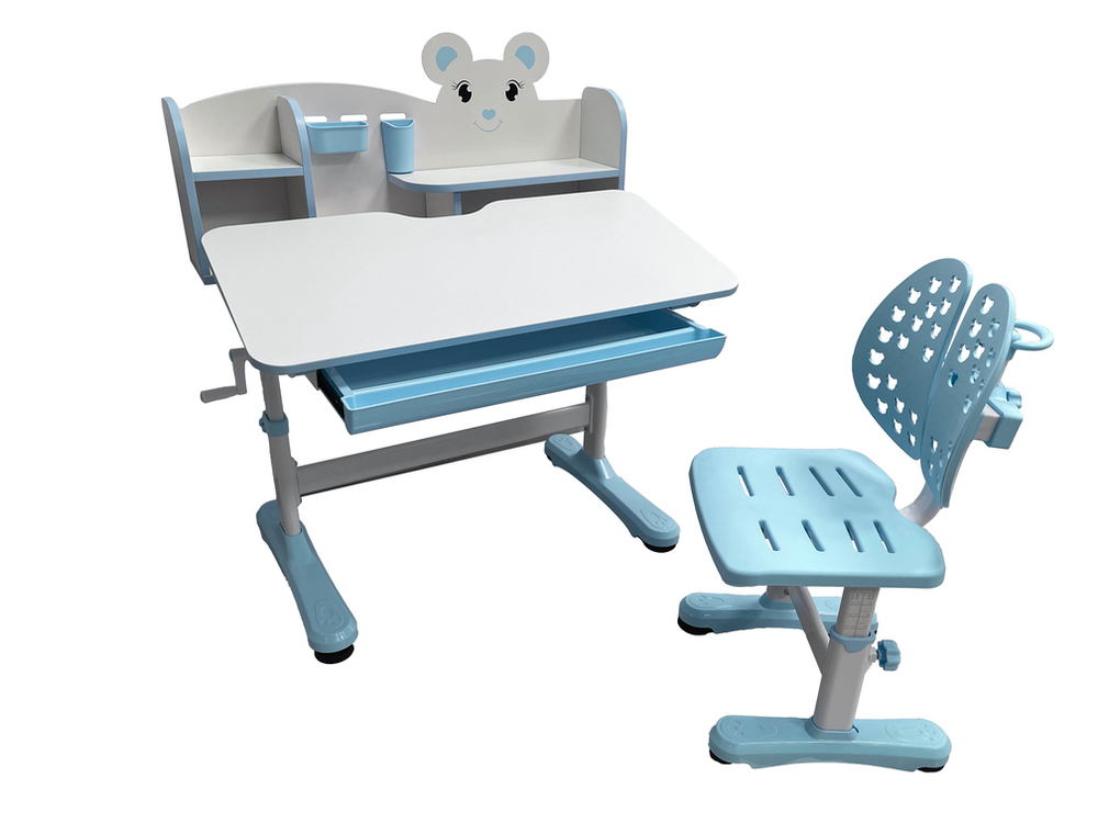 Комплект растущей детской мебели Fundesk Carezza парта + стул + выдвижной ящик + подставка + полка