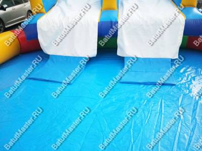 Надувной водный батут с бассейном «Весёлый спуск», 13,5*5*5 м