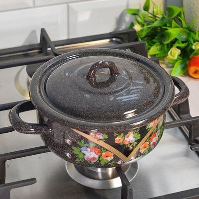 Кастрюля 1,45л "Красава" коричневый гранит с рисунком