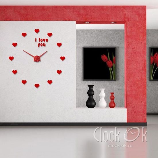 Настенные 3D часы I love you
