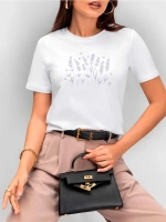 Футболка больших размеров с принтом цветы