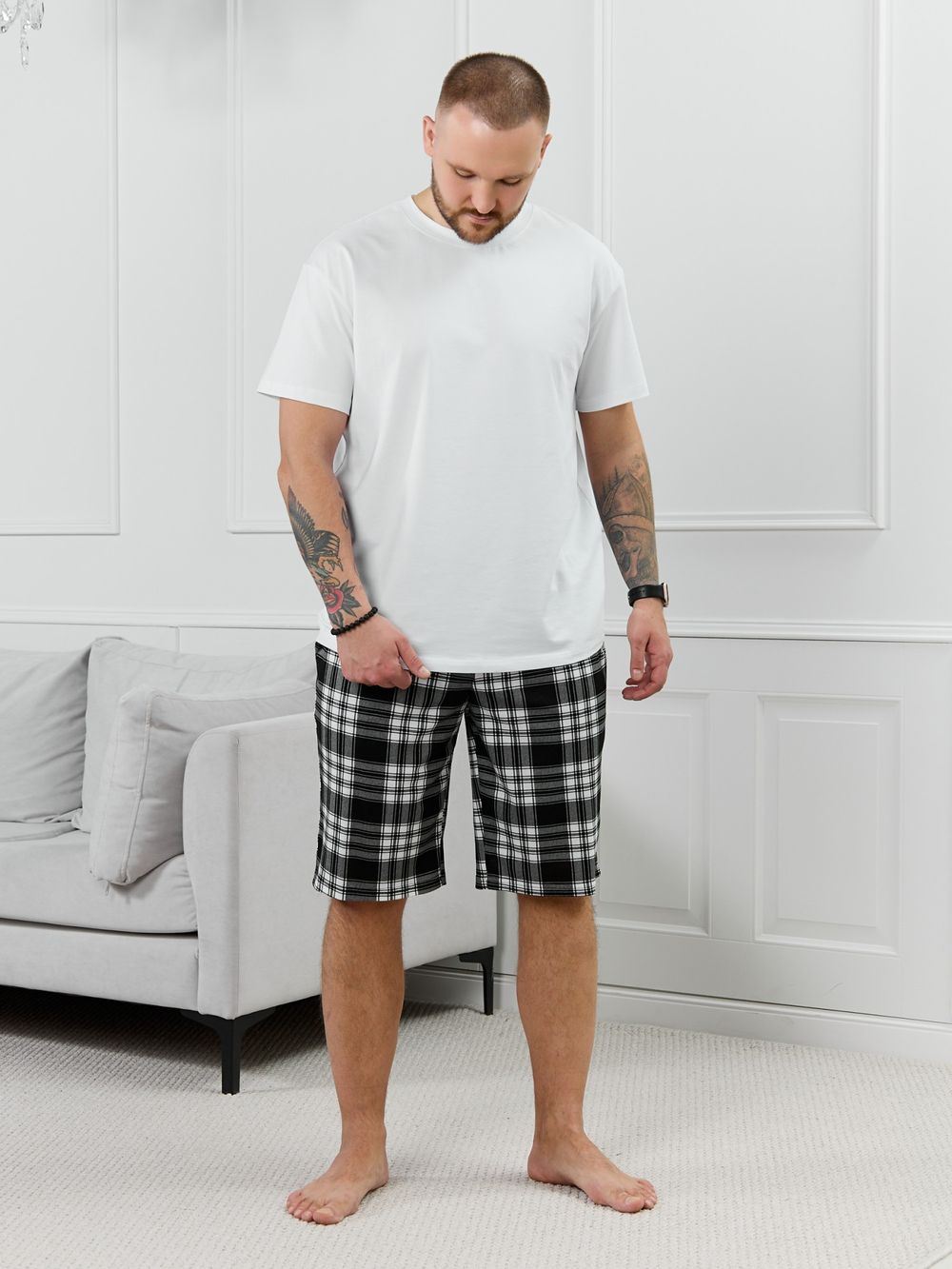 Шорты мужские Тор-2.1 Виотекс КЛЕТКА ЧЕРНАЯ