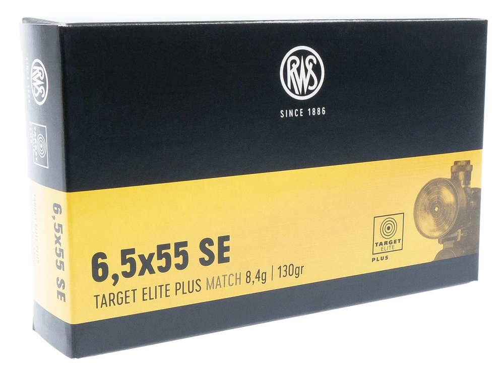 Патрон 6,5х55 SE RWS (DN) 8,4г Target Elite Plus Match., коробка 20 шт.