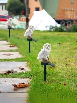 Светильник садовый на солнечной батарее уличный, фигурка садовая Сова, 1 шт.