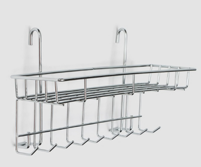 Полка на рейлинг с крючками Доляна, 29×10×17 см, хромированная