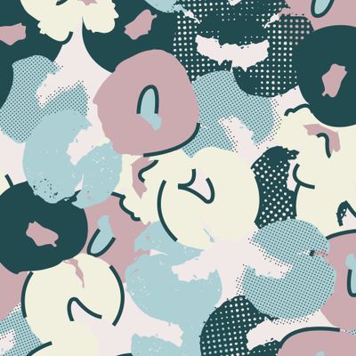 Принт с абстрактными цветами на светлом фоне