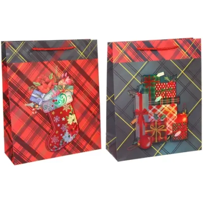 Пакет подарочный «Новогодний стиль» 26*31*10 см, микс