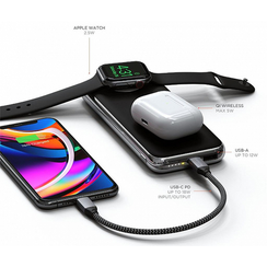 Внешний аккумулятор Satechi Quatro (ST-UC10WPBM) с беспроводной зарядкой, серый космос