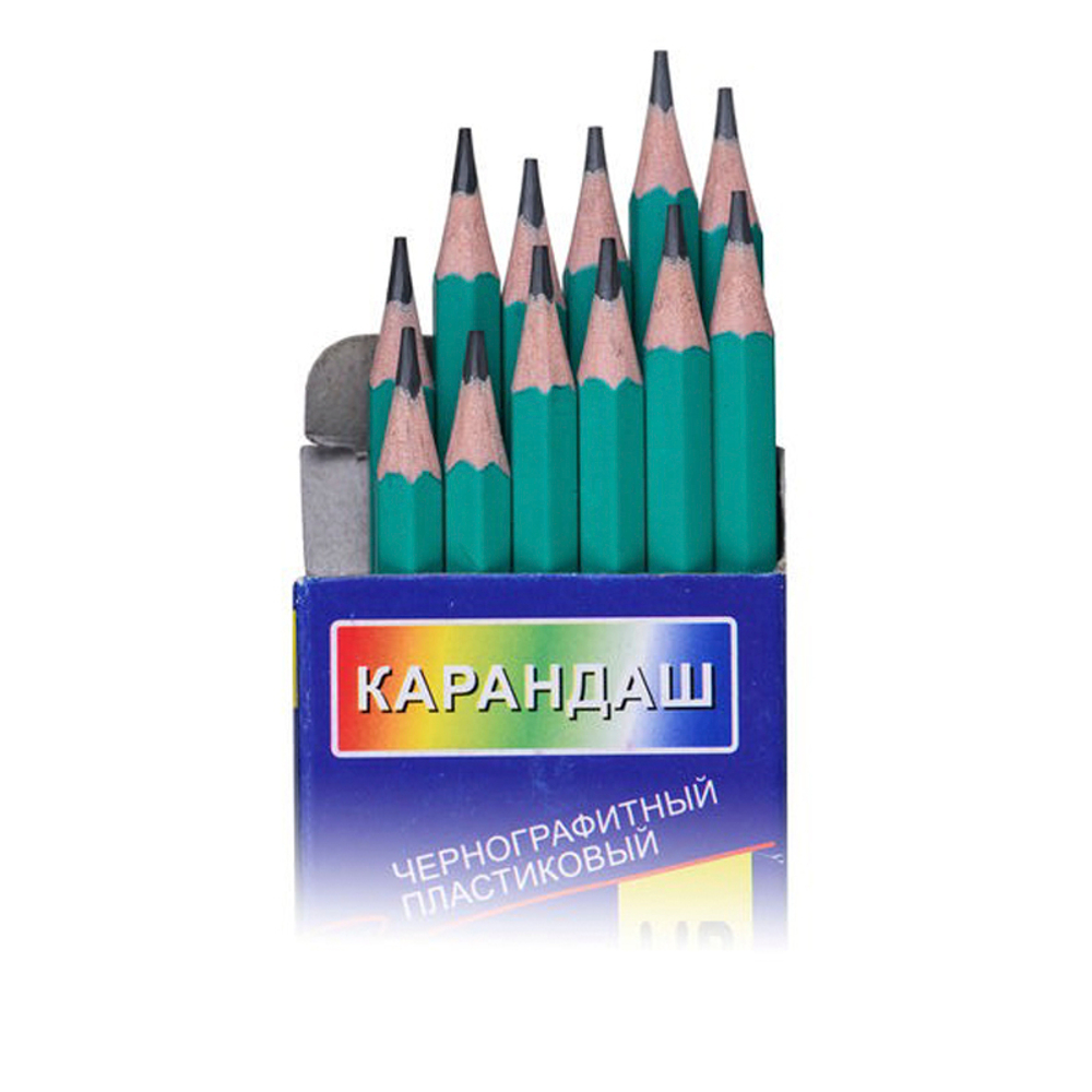 Карандаш простой, чернографитный, Basir, пластиковый, зелёный корпус, 12 шт