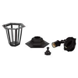 Садово-парковый светильник ЭРА НБУ 06-60-001 черный 6 гранный настенный IP44 Е27 max60Вт | Садово-парковые светильники