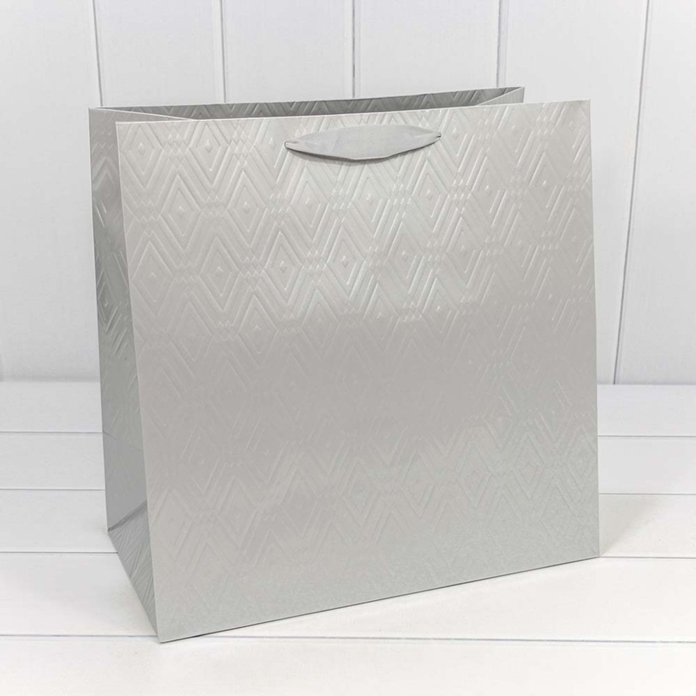 Пакет подарочный 37х37х20см Премиум "Элегант" (Серебряный)