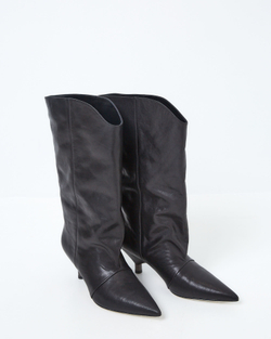 Полусапоги из натуральной кожи черный