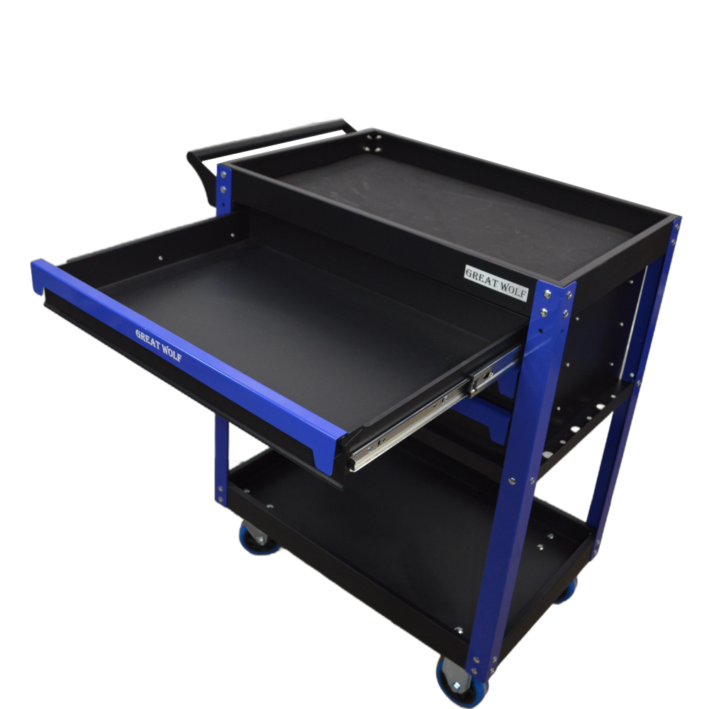 Инструментальная тележка GW-3ST Blue (Great Wolf) с полкой и тремя ящиками