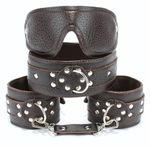 Набор БДСМ-аксессуаров из мягкой коричневой кожи (Цвет: коричневый)