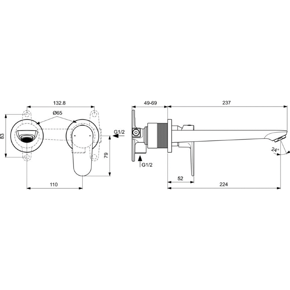 Настенный смеситель для умывальника Ideal Standard CERAFINE O  BD133XG