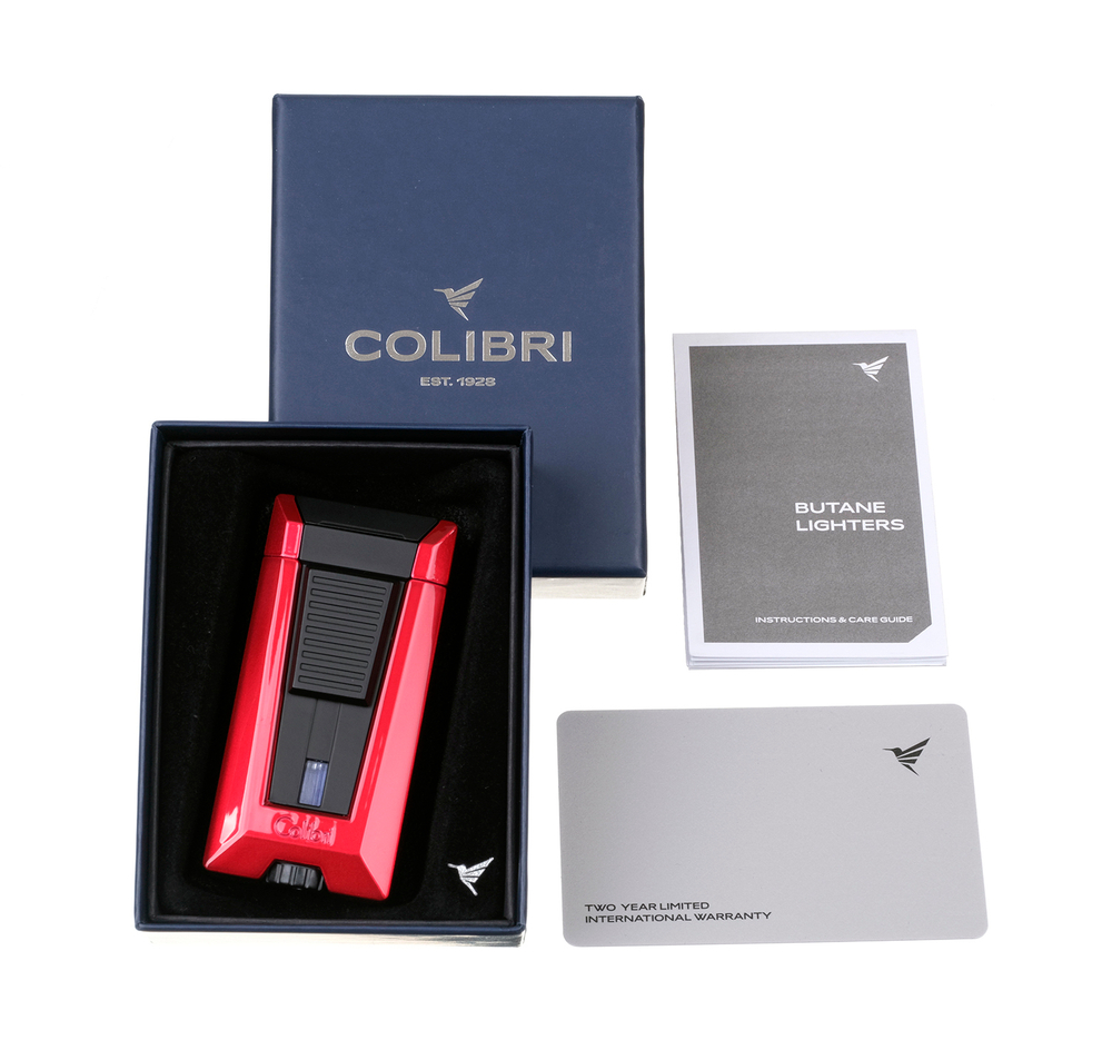 Зажигалка сигарная Colibri Stealth (тройное пламя), красный металлик