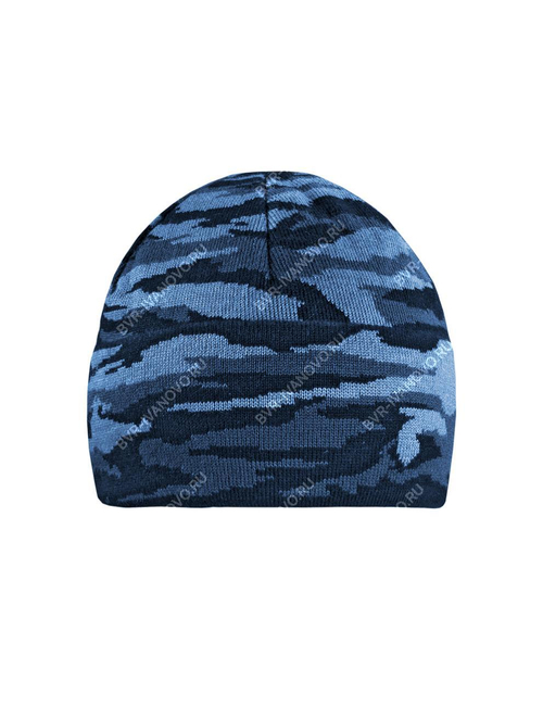 Шапка вязаная 2-х нитка с отворотом (синий КМФ)