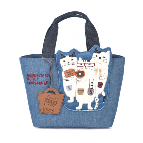 Сумка тоут NEKOMARUKE "BUTTER KEKS", джинсовый синий, 23-6515-3, KUSUGURU