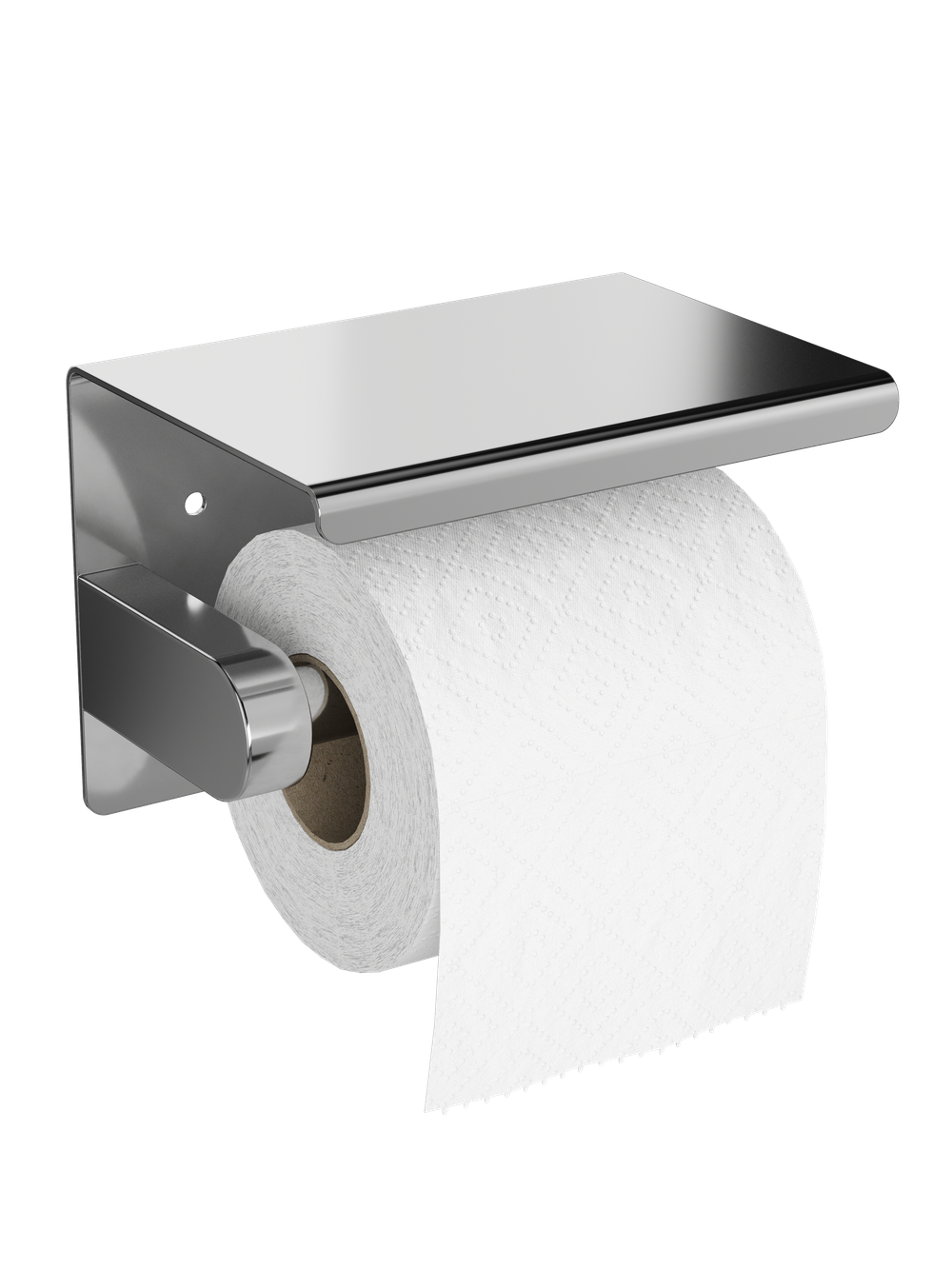 Держатель для туалетной бумаги STWORKI Хельсинки S33345CR настенный, глянцевый хром, с полкой