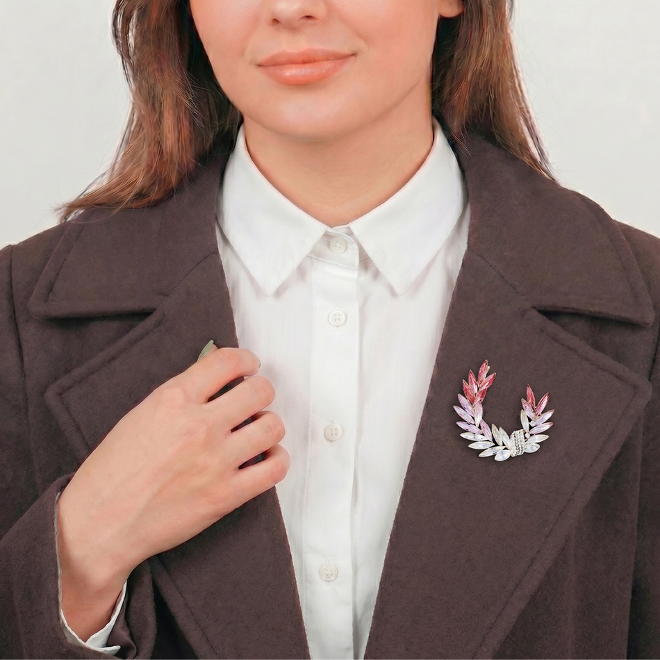 Брошь Fiore Luna КРЫЛЬЯ Zircon Cryastal XR12879 R/G