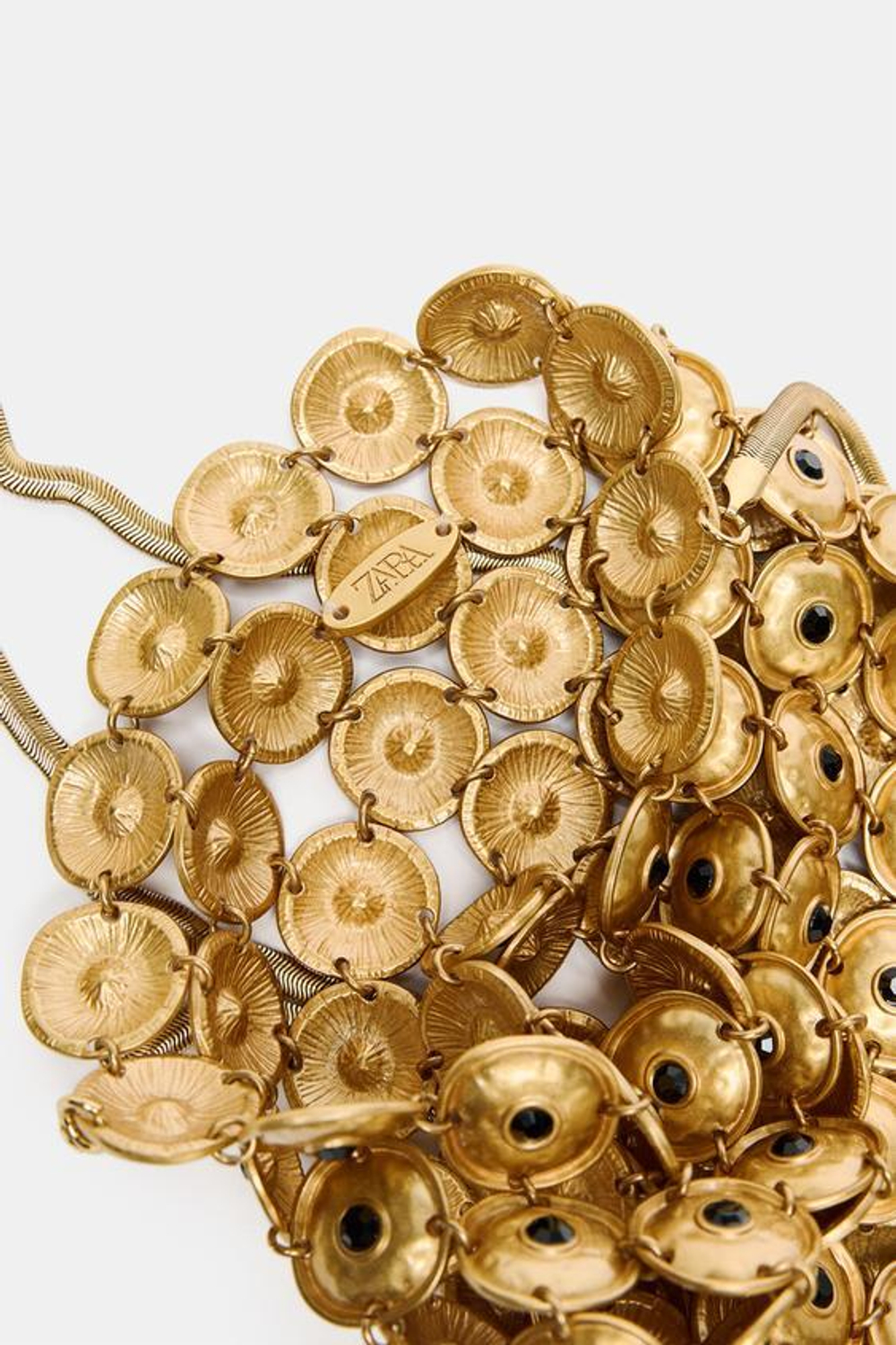 ZARA СУМКА-МЕШОК С МЕТАЛЛИЧЕСКИМИ ДЕТАЛЯМИ, ЗОЛОТИСТЫЙ