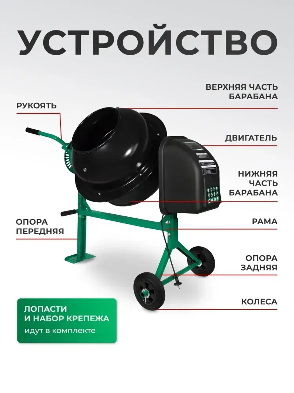 Бетономешалка строительная Electrolite 85л, стальной венец