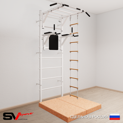 Шведская стенка Sv Sport усиленная 6424 (Турник рукоход/Брусья/Лестница/Мат 1м)
